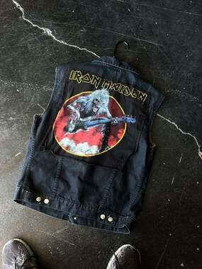 Custom Iron Maiden DIY Battle Vest Denim Banana Republic Medium